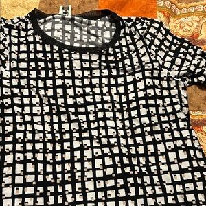 Anne Klein Black and Cream Patterned Top